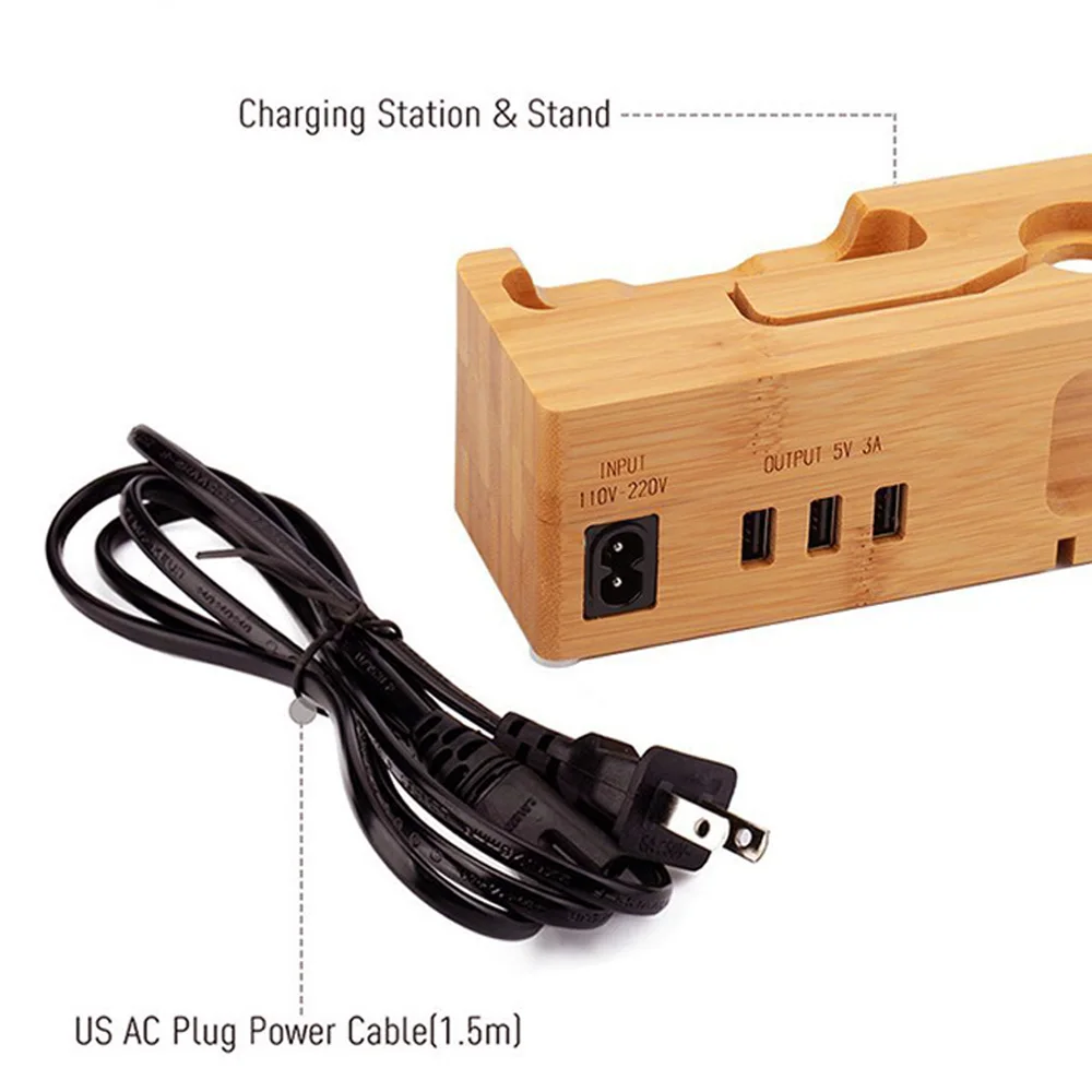 Besegad бамбуковая зарядная станция USB подставка органайзер с дисплеем для яблочных