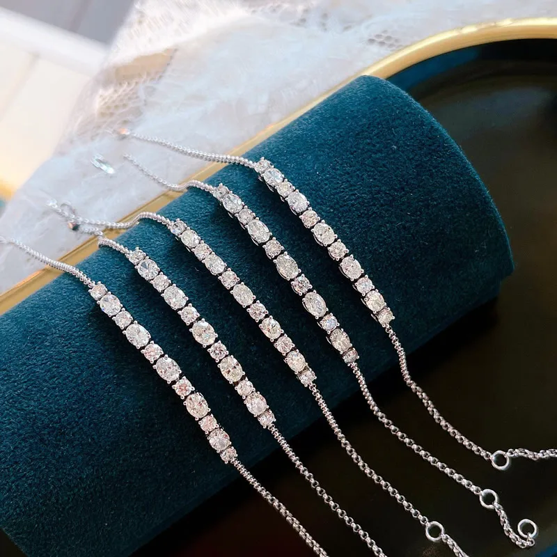 Женский роскошный браслет Aazuo Сказочный из белого золота 18 К овальной и