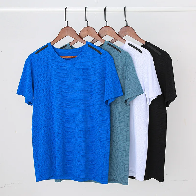 

Men Gym Shirt Fitness Short-sleeved Men's O-neck Solid Color Quick-dry Clothes Summer Training Breathable Loose Sports T-shirt