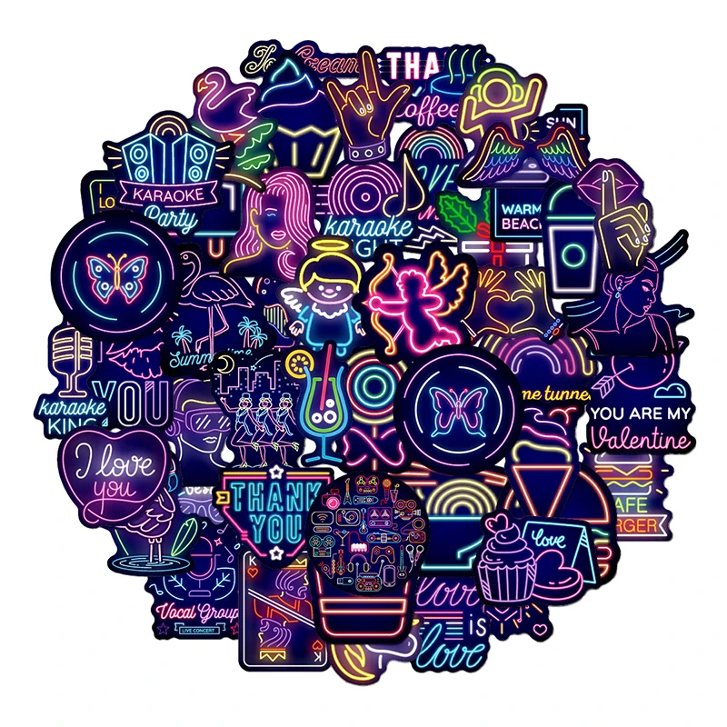 50 шт классный неоновая подсветка Стикеры (ы)/уп-голубой рисунок с героями из