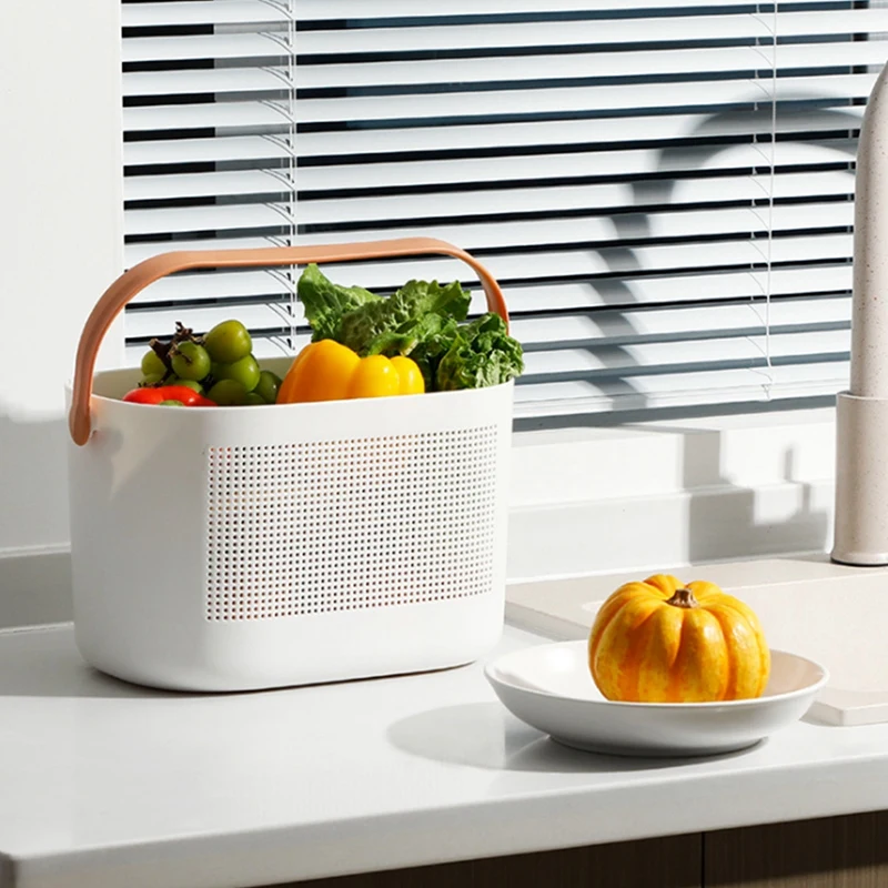 Новая Корзина для ванны с плотными отверстиями и ручкой корзина хранения фруктов