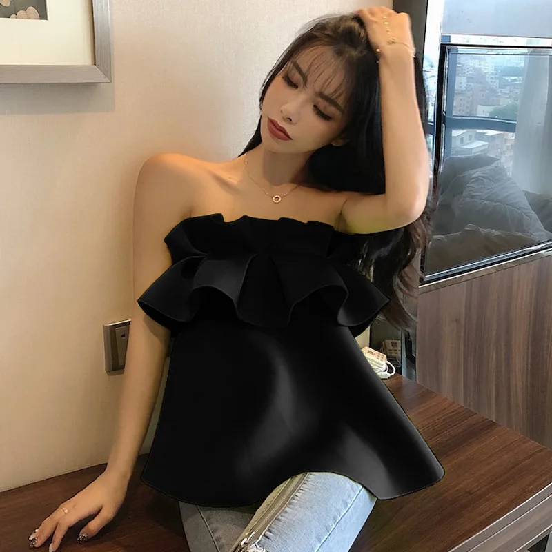 

2020 New Women Bustiers Corsets Strapless Off Shoulder Tank Vest Sexy Clubwear Crop Tops Bodycon Slim Tank Vest Push Up Outwear