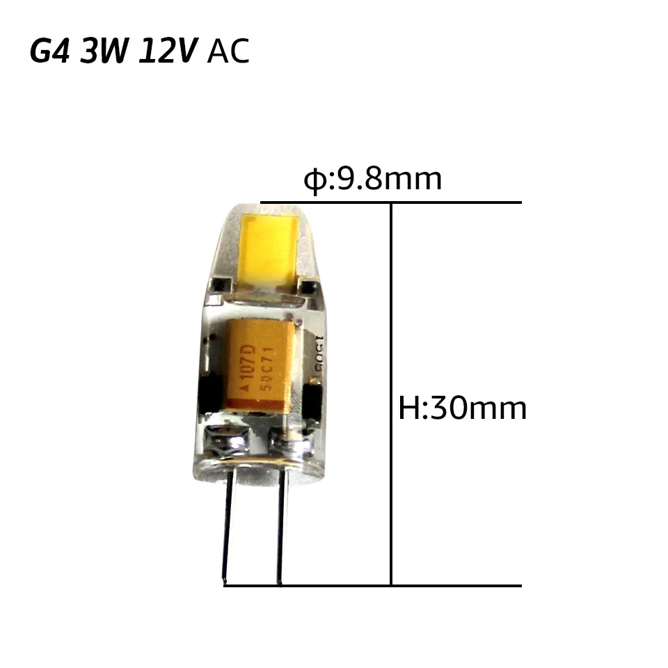 G4 3W AC12V Светодиодный светильник G4 3 Вт 6 Вт 9 Вт 12 В, теплый белый, холодный белый, хрустальные люстры - Испускаемый цвет: G4 3W AC12V