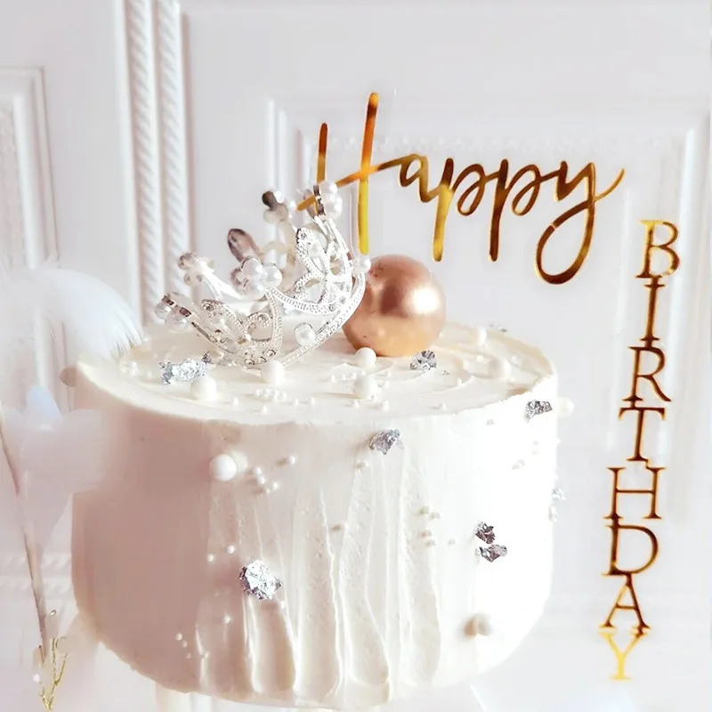 1 шт. розовое золото акрил Топпер для торта С Днем Рождения вертикальный