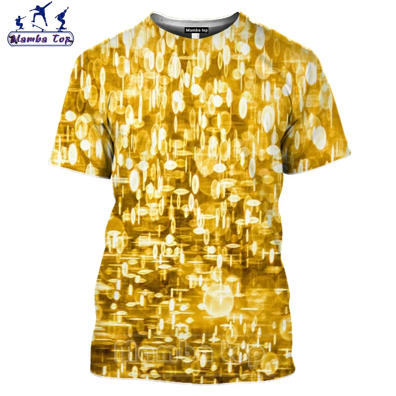 Топ Mamba мужские футболки летняя футболка для плавания с 3D принтом Золотая