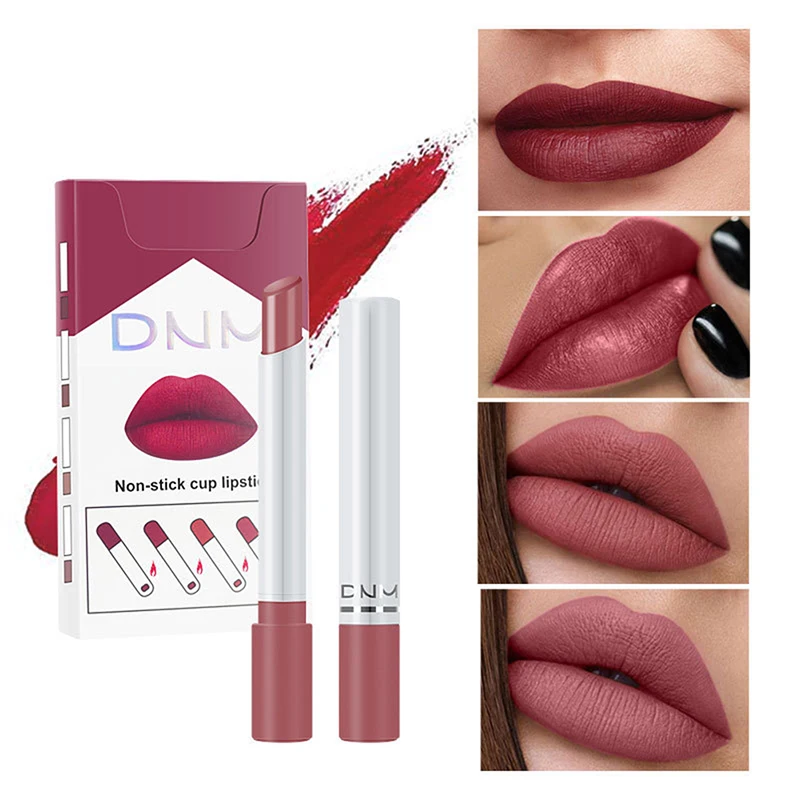 

4 pieces/set of long-lasting moisturizing non-stick cup waterproof and non-fading lip cosmetic set matte velvet lip gloss set