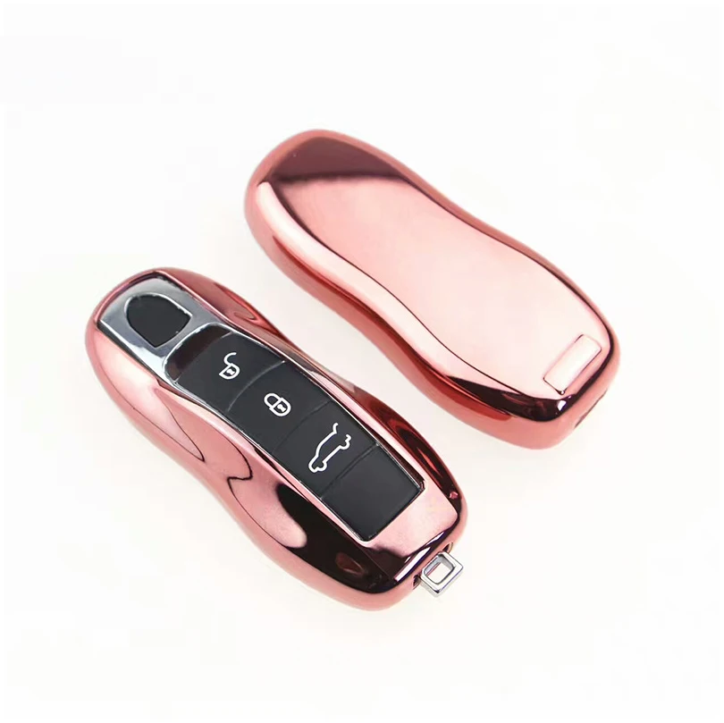 Pink 1 шт. умный ТПУ автомобильный Стайлинг автомобильный чехол для ключей чехол для Porsche Cayenne Boxster 986 987 Panamera Macan удаленный ключ кошелек - Название цвета: Pink