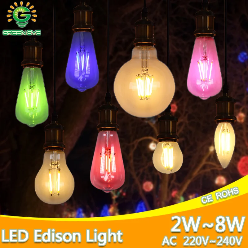 

3D Decoration Holiday Lights Led bulb E27 220V 3D Fireworks Edison led Lamp ST64 A60 G80 G95 Retro Filament Lights Edison Bulb