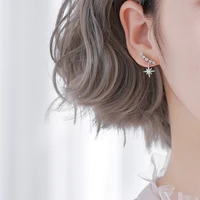 new 2 style silver color stars stud earrings zircon exquisite fashion earrings for women geometry jewelry
