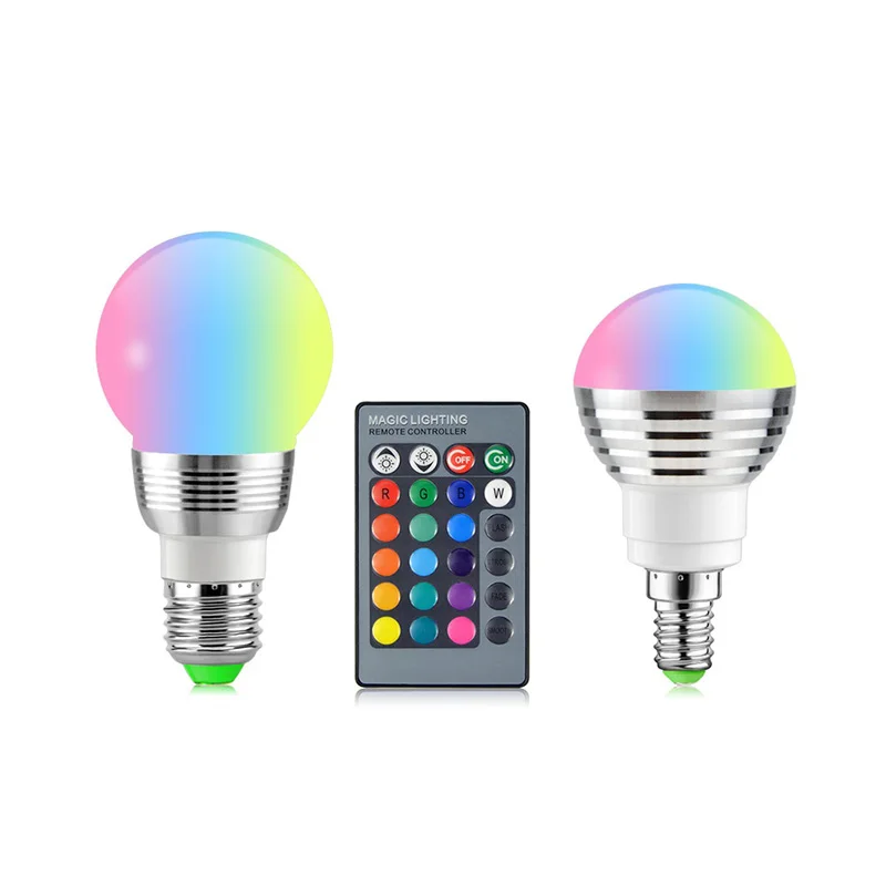 E27 E14 LED Bulb 5W 7W RGB 16 Color Changeable Lamp AC85V-265V Light Spotlight with IR Remote Control Home Decor | Освещение