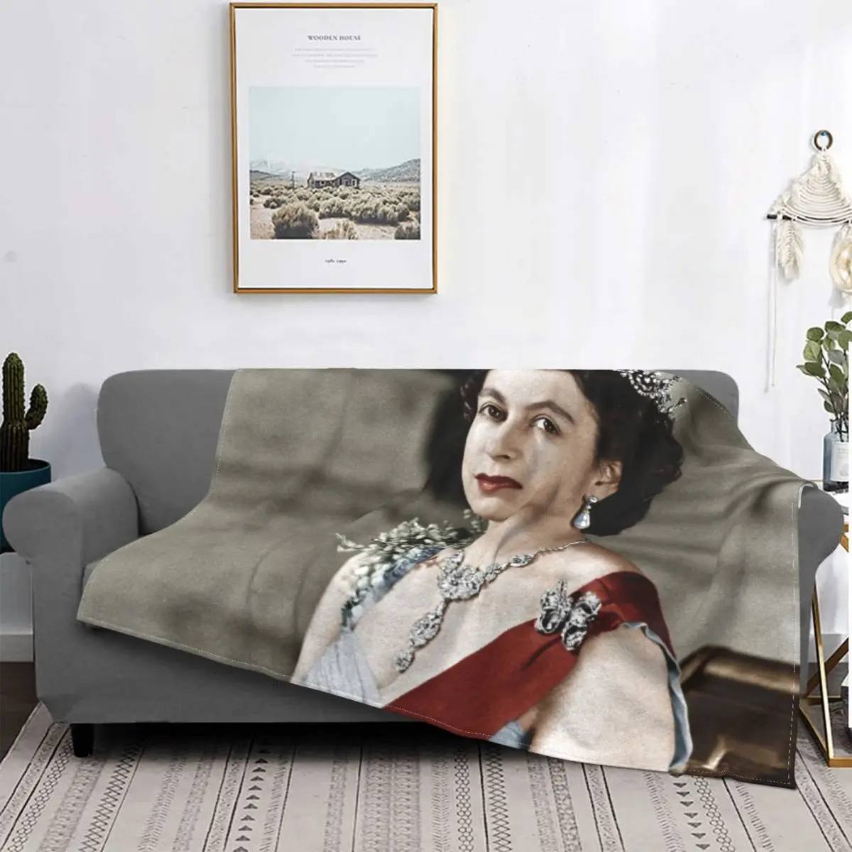 Одеяло в винтажном стиле Королева Елизавета плюшевое плотное мягкое Фланелевое