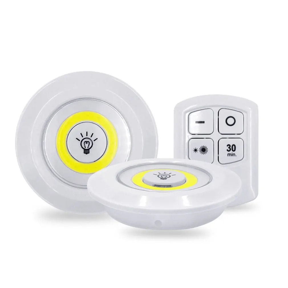 

3W Super Bright Cob LED Under Cabinet Lamp Dimmable Closet Night Light With Wireless Remote Control For Bedroom Kitchen