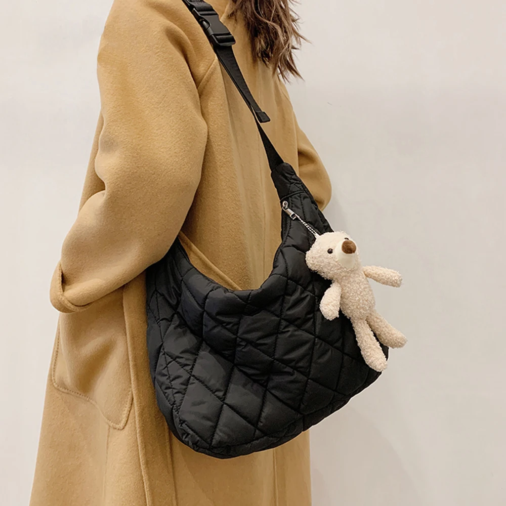 

Fashion Padded Nylon Women Y2k Shoulder Bag Space Pad Down Cotton Shopper Crossbody Bag Lady Female Winter Quilted Blown Handbag