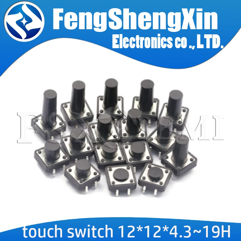 20 шт. 12x12 сенсорных кнопок микропереключатель DIP 4pin 12x12x4.3/5/6/7.3-19H 12*12*4 3/5/6/7/8/10/11/16/19 |