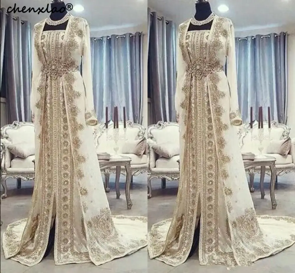 

Scoop Long Evening Dresses Arabic Muslim Fashion Long Sleeve Prom Dresses Formal Party Gowns Robe De Soiree