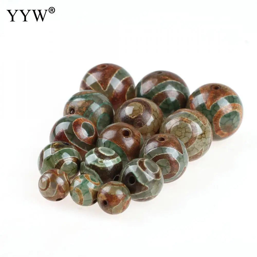 

5pcs Natural Tibetan Beads Dzi Eyes Round Charms Findings For DIY Bracelet Necklace Jewelry Making Accessories