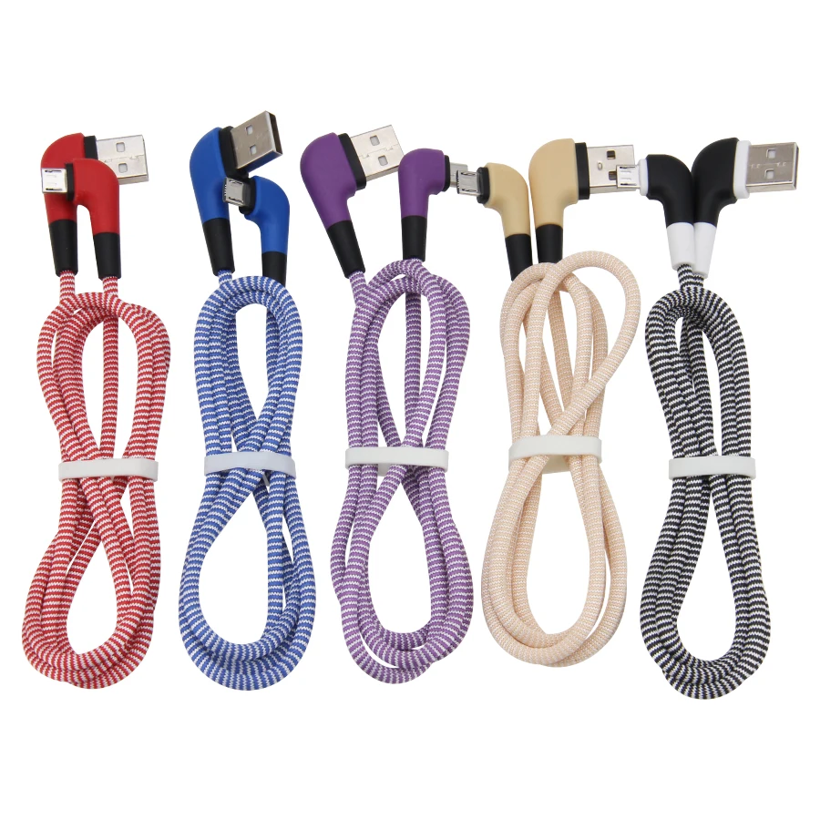 

90 Degree Elbow Data Cable for IPhone XS 11 7 Micro USB Type C Fast Charging for Samsung USB-C Mobile Phone Charger Cord 100pcs