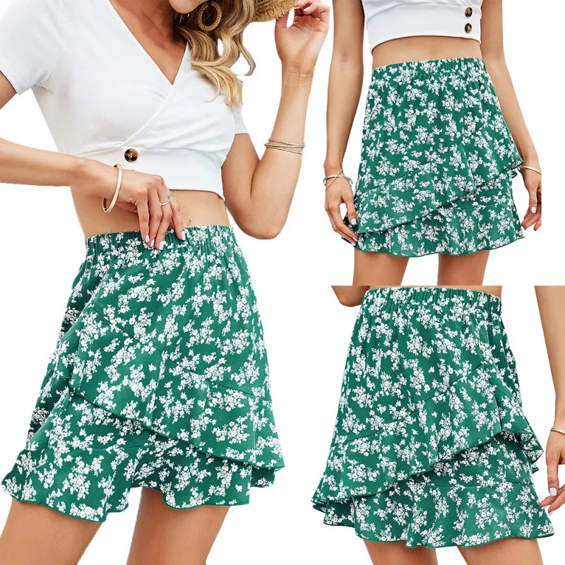

212SB-JK8383 // Summer Crushed Fish Tail Short Skirt Green Hirkar