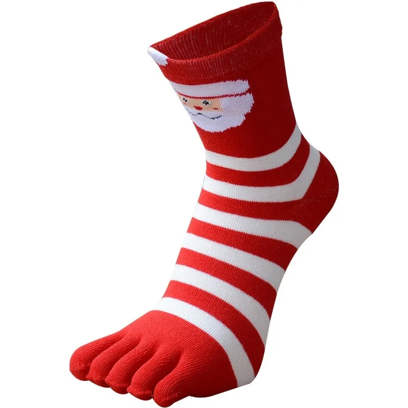 

5 Paris Autumn Winter Christmas Cotton Socks Cute Parent-child Dress Five Toe Separator Adult Child Sock Soft Breathable WSC021