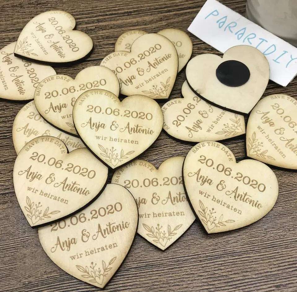 Каменщик банка сохранить дату магниты дерево деревенский Свадьба салфетки