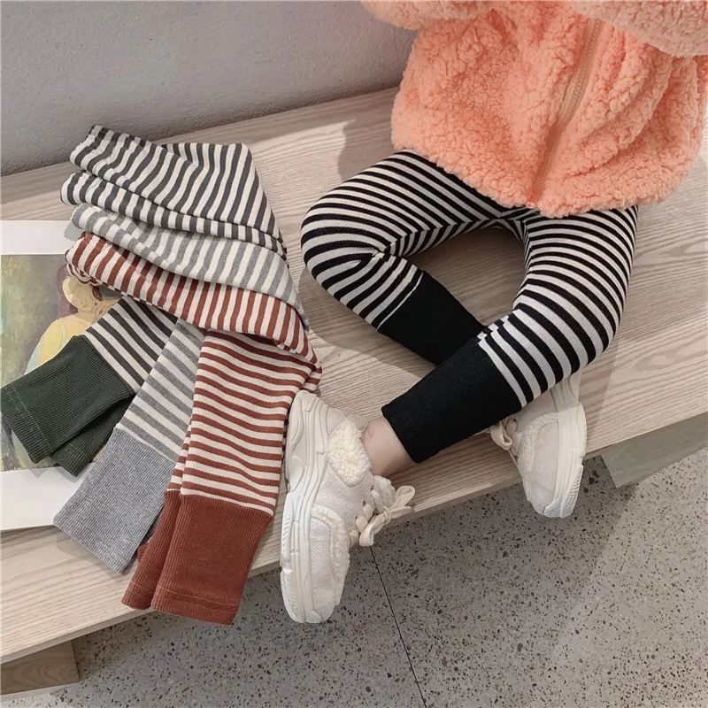 

Spring Girls Leggings Cotton Trousers Fille Kids Pants Girls Pants Skinny Print striped Pattern Children Leggings Trousers