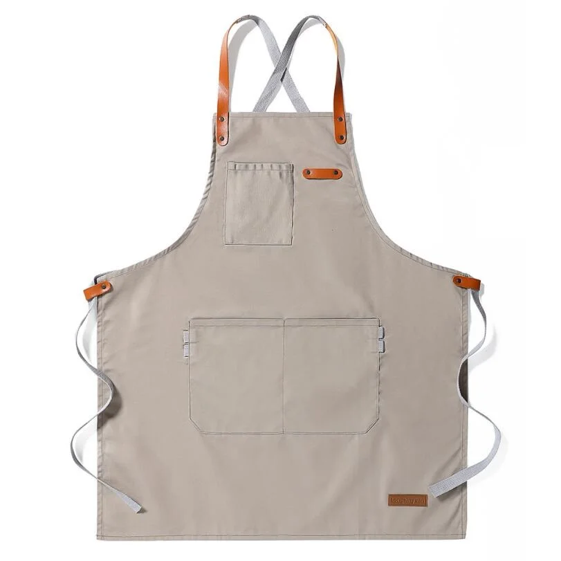 

Unisex work apron men's canvas black apron bib adjustable cooking kitchen apron ladies with tool bag ZD