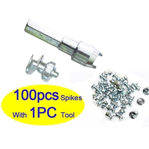 100pcs with tool 100 шт. шипы для шин для велосипедной обуви, сапог, мотоциклистов, грузовиков с установочным инструментом для fatbike, шпильки, винты в шинах, шпильки для рыбалки - Цвет: 100pcs with tool