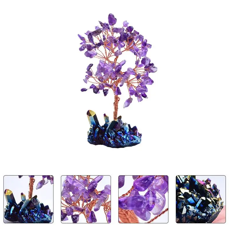 

Natural Crystal Tree Lucky Tree Agate Slices Mineral Stone Home Decor Christmas Gift Home Office Decoration treasure tree