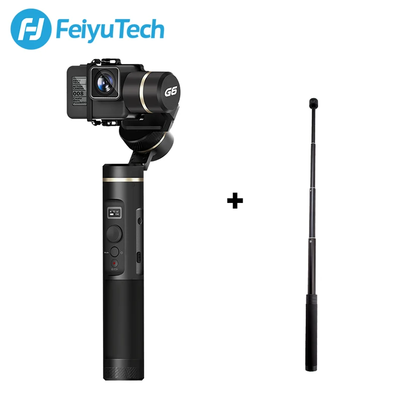 G6 with pole FeiyuTech G6 защита от брызг ручной карданный штатив экшн-камера стабилизатор Bluetooth и Wi-Fi для Gopro Hero 7 6 5 sony RX0 Feiyu - Цвет: G6 with pole