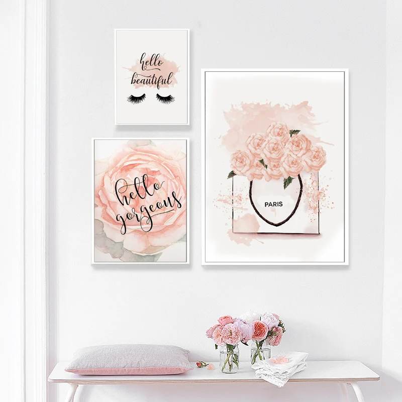 Принт с ресницами Hello Beautiful Girls украшение для спальни флакон духов Картина на