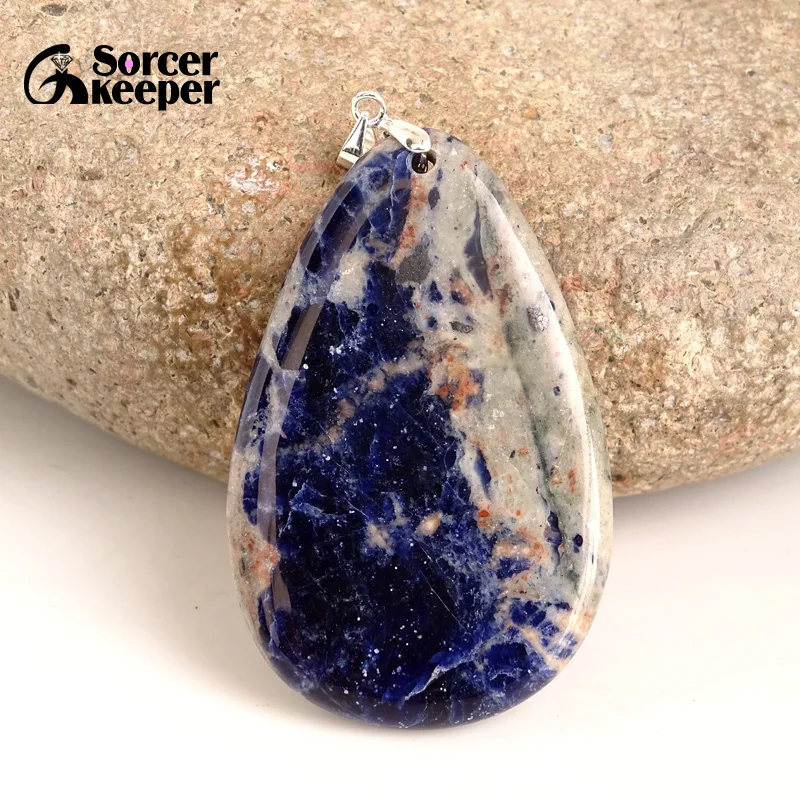 Men Jewelry New Crystal Pendant Necklace Natural Stone Blue Sodalite Beads Agates Reiki Healing Fashion Bijoux Women BA698 | Украшения и