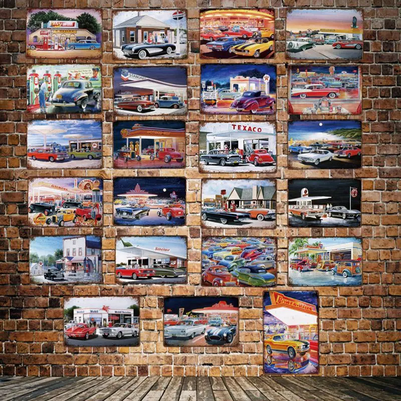 [DecorMan] sinclear Texaco бензиновая станция моторная масляная металлическая Картина Бар