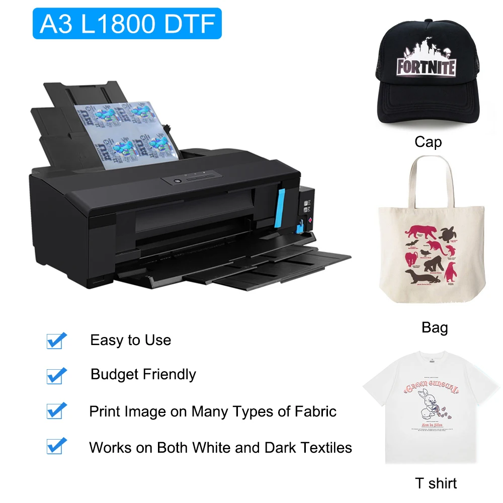 

A3 DTF Printer For Epson L1800 White Ink DTF Printer Heat Transfer PET Film DTF Printer Transfer Film Printing DIY Transfer