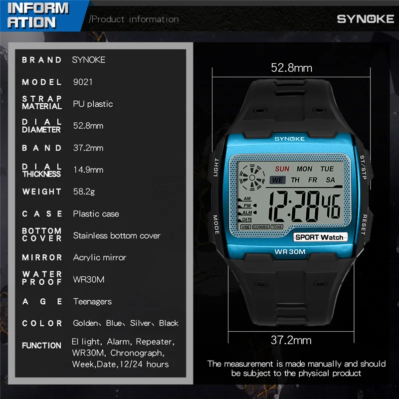 

Men's Digital Watch Men Sports Wristwatch LED Dual Time Pedometer Alarm Clock 50M Waterproof Military Watches Relogios Masculino