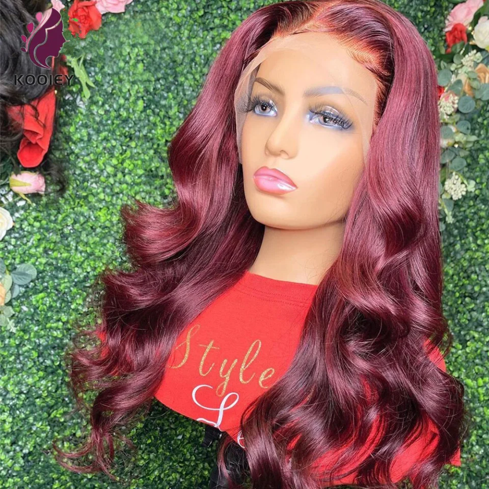 

99J Burgundy 13x4 Lace Frontal Wigs Colored 180% Lace Front Human Hair Wigs For Women Body Wave Burgundy Brazilian Human Wigs