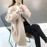 womens top lazy sweater mid length womens 2021 new korean loose knit cardigan jacket plus size cardigan cardigan long