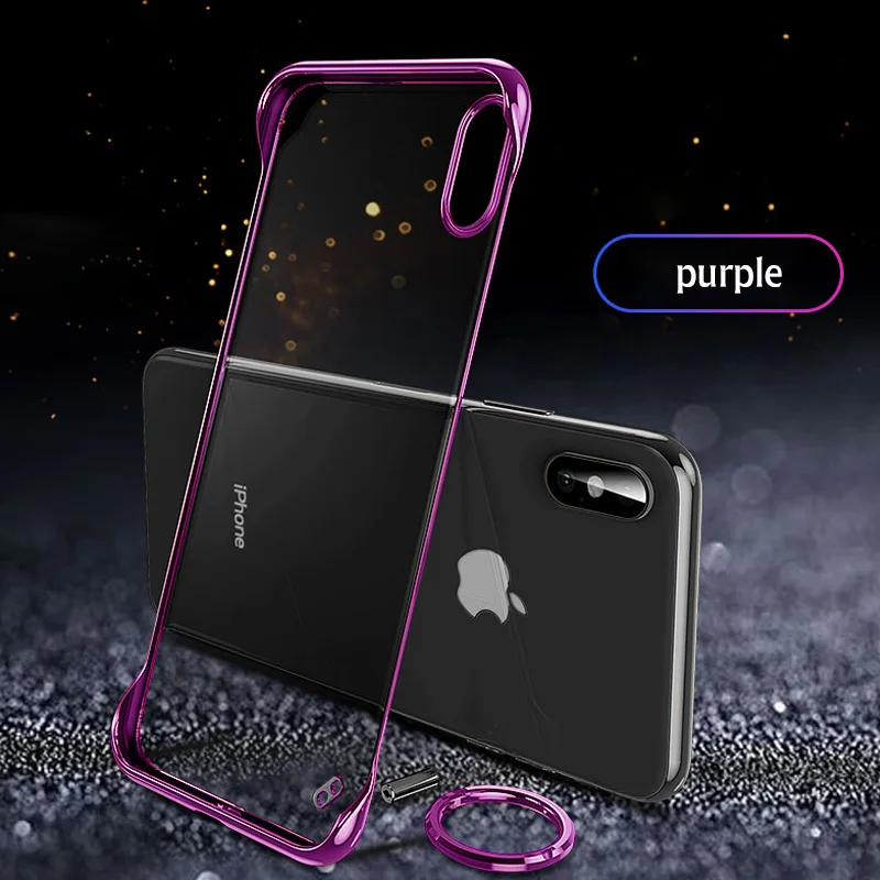 Pruple Бескаркасное прозрачное покрытие чехол для телефона для iPhone 11 Pro XS MAX XR X модный Ультра тонкий прозрачный жесткий чехол для iPhone 7 8 6 6S P - Цвет: Pruple