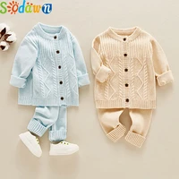 sodawn autumn winter new knit suit baby boys girls clothes knitted sweaters winter childrens suit for infant baby