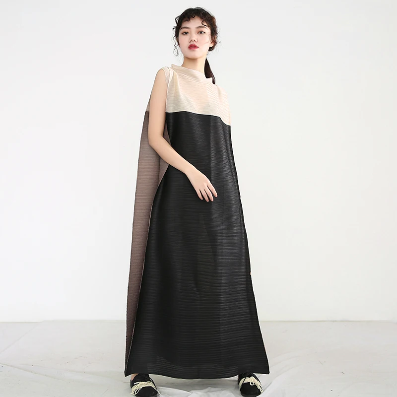 LANMREM 2021 летняя новая модная плиссированная одежда для женщин контрастного цвета