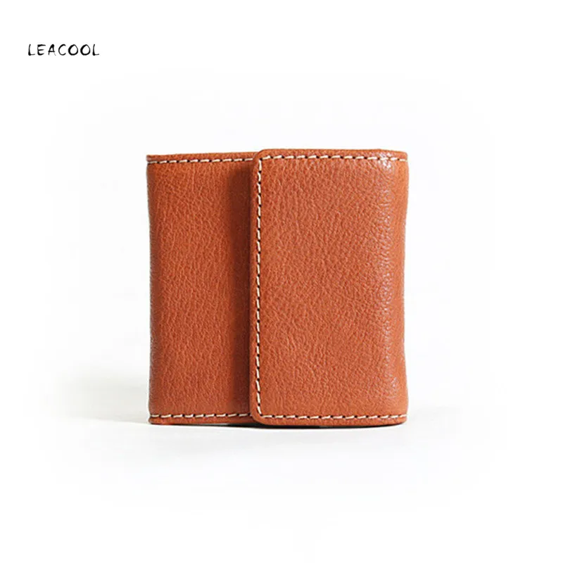 

Vintage Mini Clutch Coin Purse Card Holder Pocket Genuine Leather Men Wallets Small Money Bag for Women Brand Designer