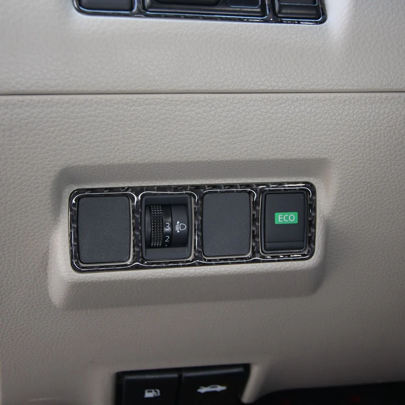 Углеродное волокно ABS крышка переключателя фары декоративные наклейки для Nissan