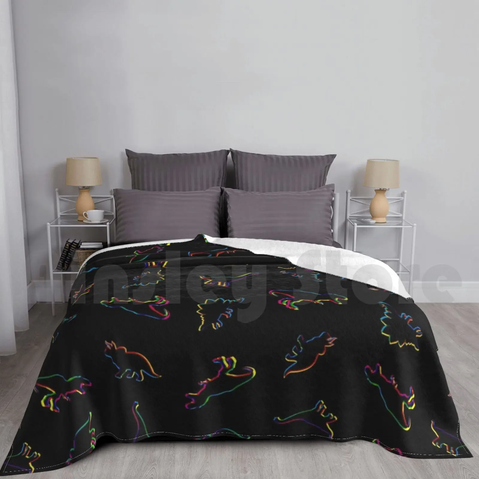 

Cmyk Dinosaurs ( Black ) Blanket For Sofa Bed Travel Dinosaur Herbivore Carnivore Dino T Rex Tyrannosaurus