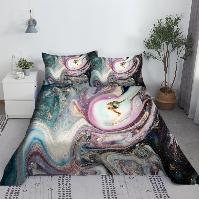 Постельное белье из полиэстера постельное с наволочкой позолоченное зеленым