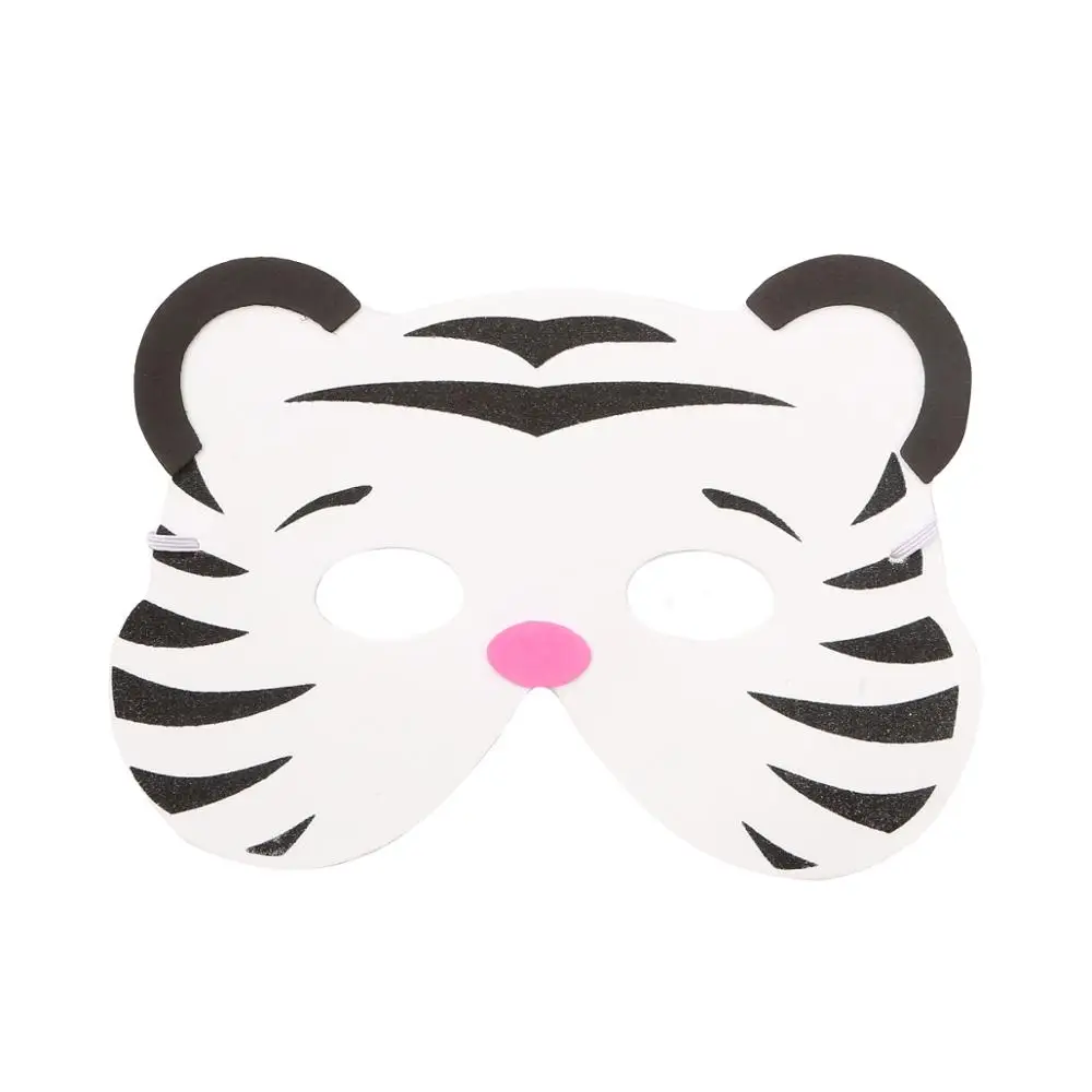 White TIger 12pcs Высокое качество, 12 шт./партия, новая мода, ручная работа, детская маска в форме животного для детской вечеринки, декоративная маска, разные цвета - Цвет: White TIger 12pcs