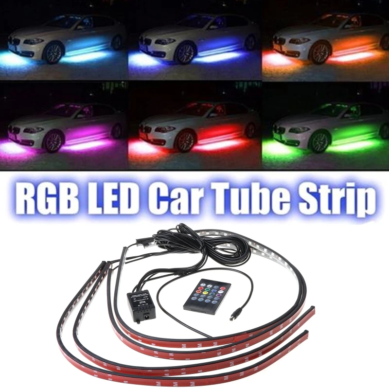 Разноцветный гибкий автомобильный светодиодный светильник RGB подсвечивающий