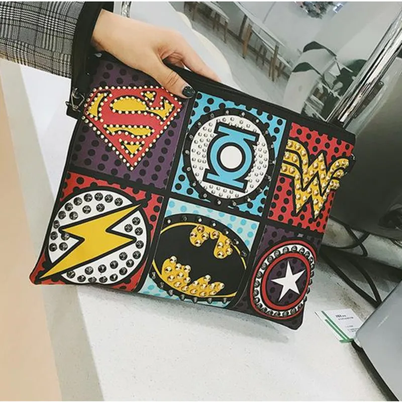 

Женский клатч-конверт в стиле ретро, клатч из искусственной кожи, дамская сумочка в стиле панк с заклепками, сумки-мессенджеры, женские сумк...