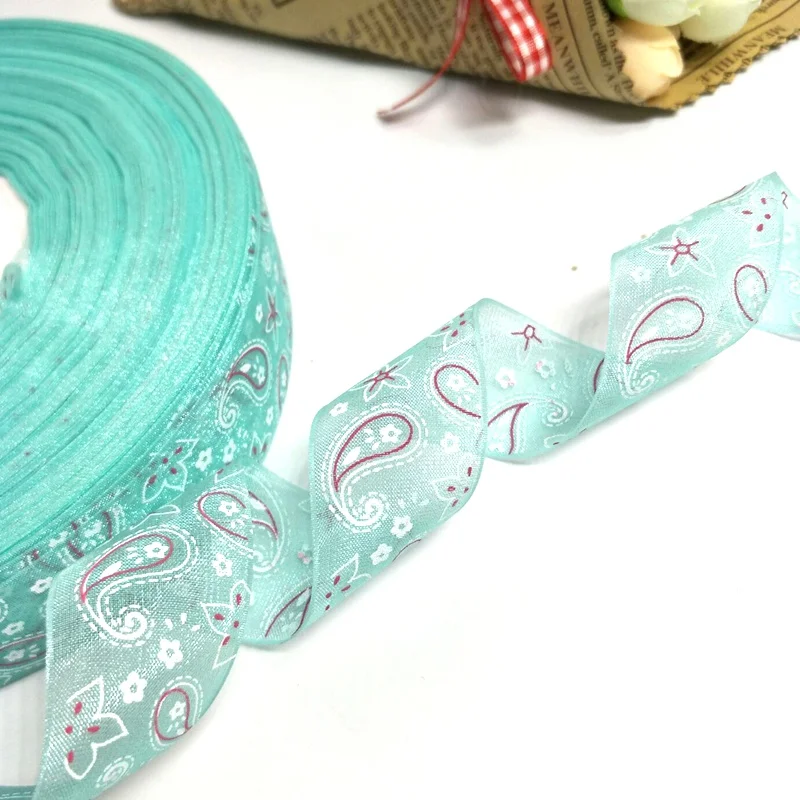 Лента из органзы с принтом 5/20 метров 25 мм|ribbon diy|organza ribbonprinted organza ribbon |