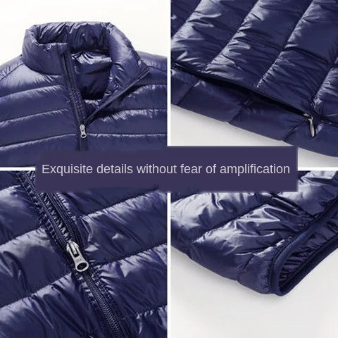 Autumn Winter Down Jacket Men Casual Stand Collar Ultra Light Parka Coat Portable Outwear Windproof White Duck Down Jacket 4XL