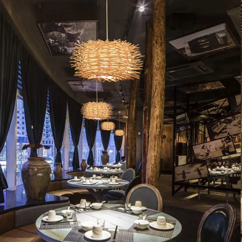 30 см светодиодный ручной Плетеный абажур из ротанга индивидуальная люстра