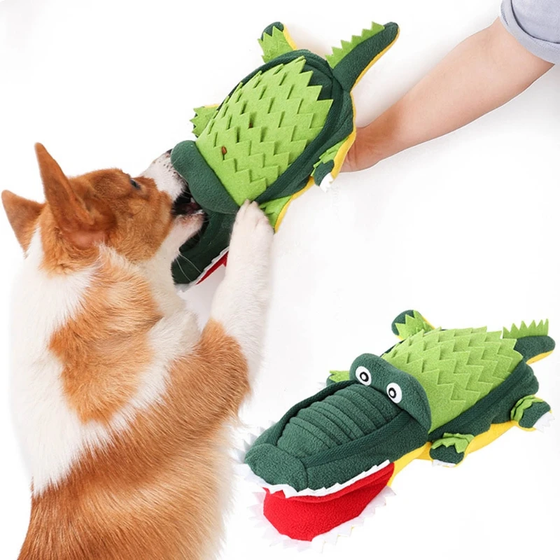 

Dog Squeak Plush Chew Toy Snuffle Mat Cute Alligator Puppy Dogs Interactive Stuffed Toys Reducing Boredom Preventing Obesity